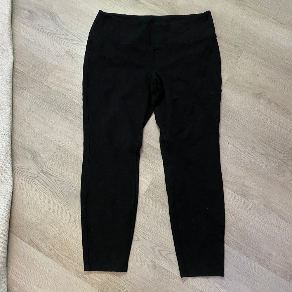 A New Day Ponte Leggings Womens L Black Stretch High Rise Skinny Ankle Pants